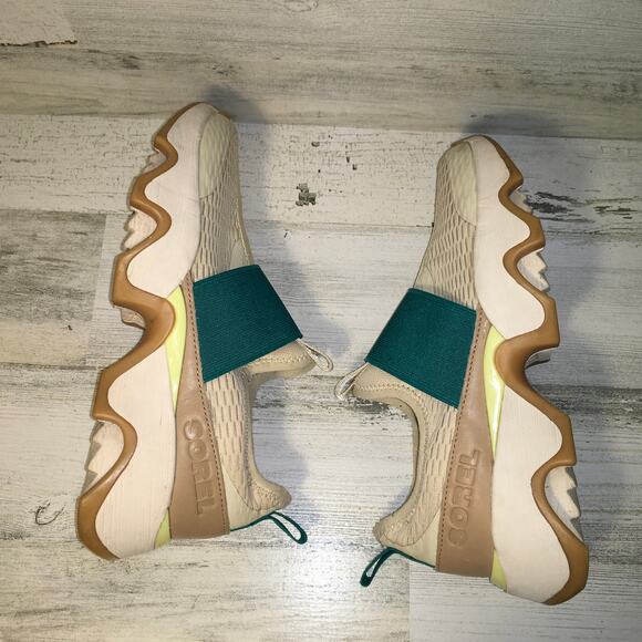 Sorel Kinetic Impact II Strap Sneaker Tan Teal Womens 7 Slip On Athleisure GORP - Picture 6 of 10